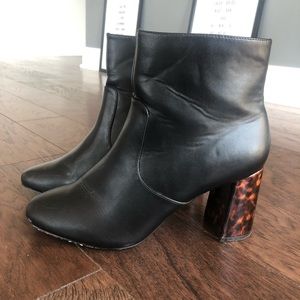 ASOS Faux Leather Black Boots Tortoiseshell heel